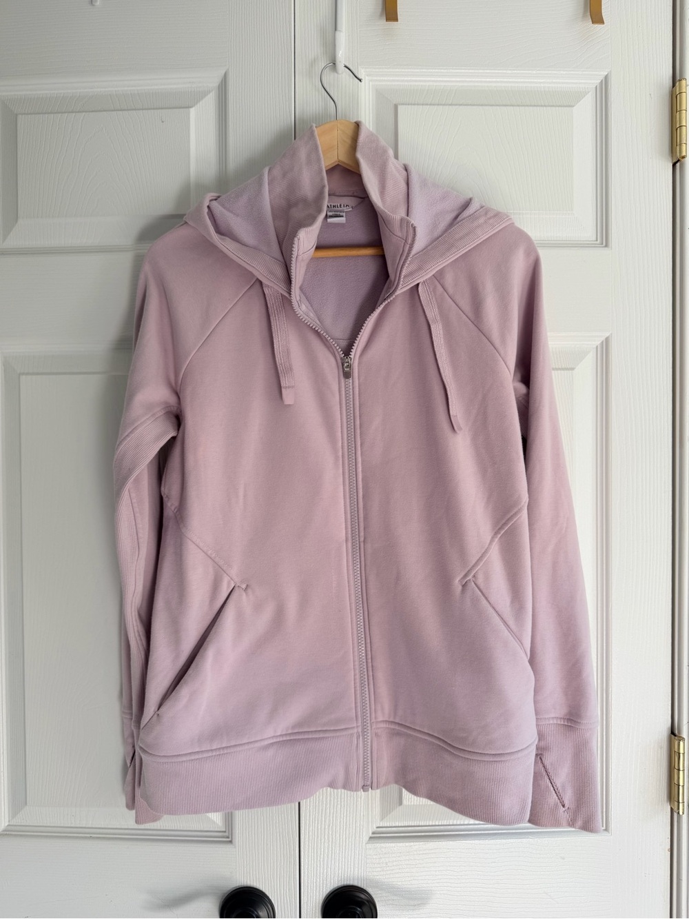 Athleta Triumph Hoodie Women’s Large Dusty Mauve Full Zip Thumbhole Jacket
